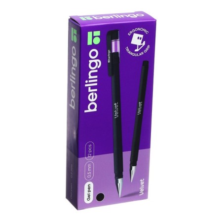 Gel pen 0.5 mm Berlingo Velvet, black rod, rubberized case 243042-8