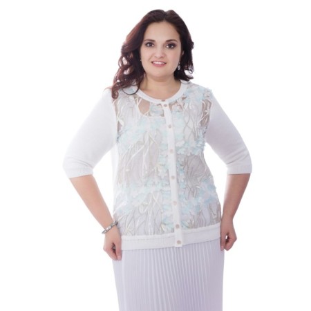 Cardigan female, size 56, white color
