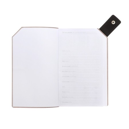 The diary is low, 120 x 200 mm 128 sheets, leatherette, gray block 70 g/m2, lies, refuge with a colored button, dark gray-3