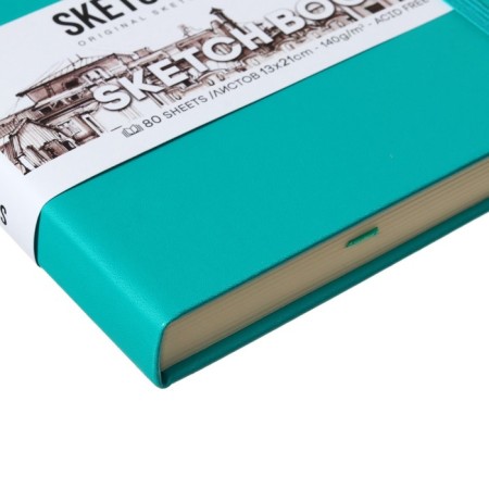 Sketchmarker sketchbook, 130 x 210 mm, 80 sheets, solid -leather cover, emerald, block 140 g/m2-3