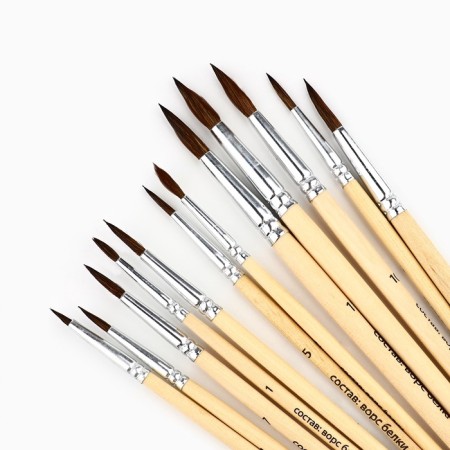 Drawing brush, set of protein round, 12 pcs. No. 1.2,3,4,5,6,7,8,10,11,12 Van Gogh-3