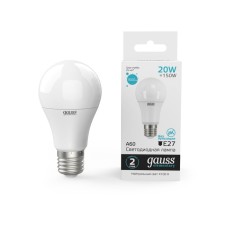 LED LED ELEMENTARY 20W A60 GREVED 4100K neuter. Bel. E27 1600lm Gauss 23229