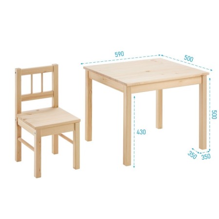 Table and chair set of svala, a massif pine-1