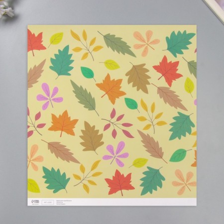 Scrapbooking paper bilateral "leaves" density 180 grams set 5 pcs 30.5x32 cm-3
