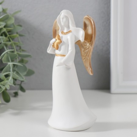 Souvenir Polystone "Angel-Virgin with a star" White with gold 13.5x6.3x4.5 cm-3