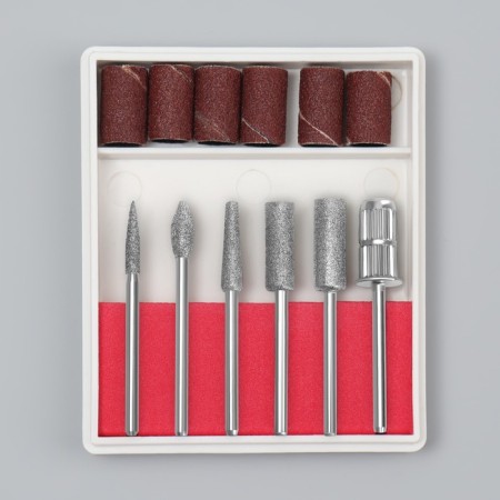 Mills with diamond spraying, with nozzles for a pedicure, in a plastic organizer, 12 pcs-1