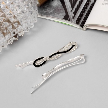 Invisibility for hair "Kalie" (set 2 pcs) loops, 6 cm, silver-1