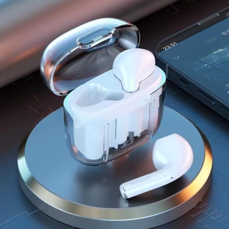 Wireless headphones Pro13, TWS, inserts, BT 5.0, 30/180 mAh, transparent, white