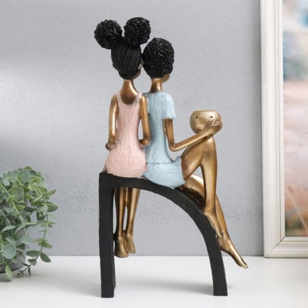 Souvenir Polystone SPREASE "Children on the hill, with jugs" White-gold 19.5x10x35 cm-4