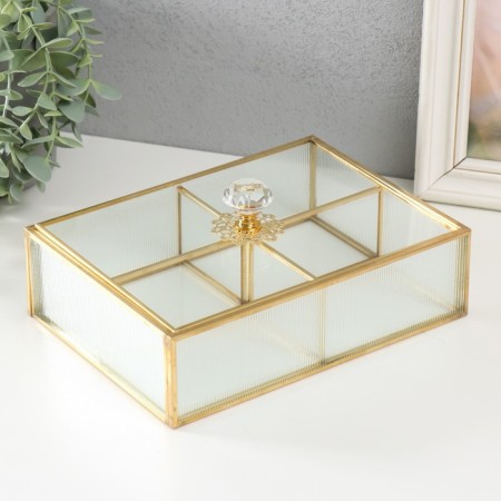Casket glass with a metal frame "Crystal" Transparent ripples 16.1x22.1x8.5 cm