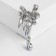 Brooch "Flower dew" with a bow, the color is white and blue in silver