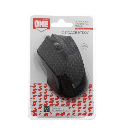 Mouse Smartbuy One 334, game, wired, optical, backlight, 1000 dpi, usb, black-3