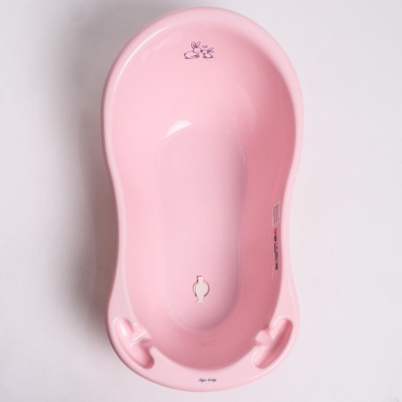 Bath children's "rabbits" with a drain, 86 cm, pink color-2