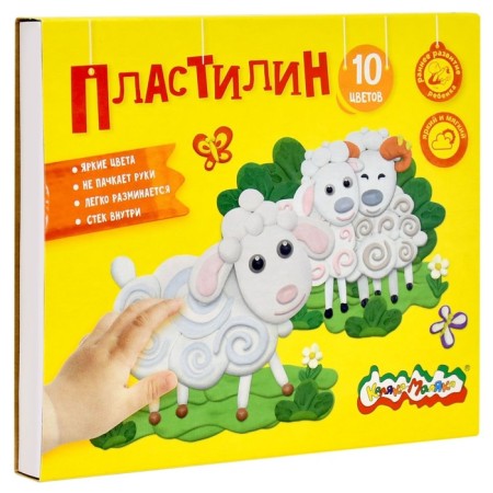 Plasticine 10 colors 150 g "Kalyak-Malyak", with a stack