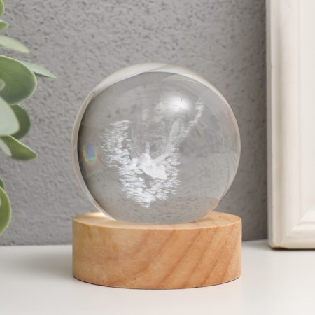 Souvenir glass backlight "Fairy" d = 6 cm stand wood, usb 6.5x6.5x7.5 cm-2