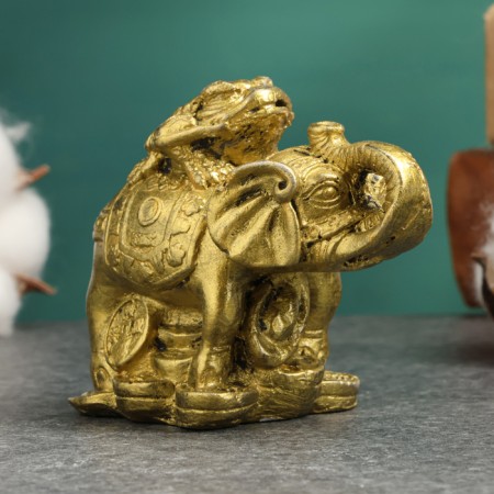 Figure "Elephant on Money" aged gold, 10x8.5x6cm-4
