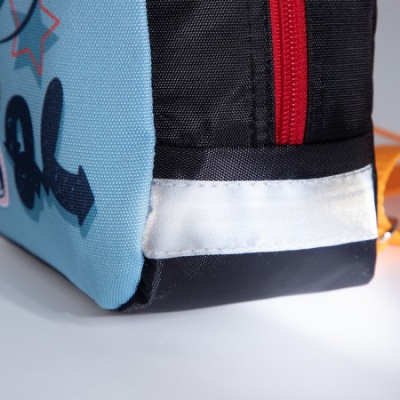 Baby backpack on a zipper, a reflective strip, blue color-5