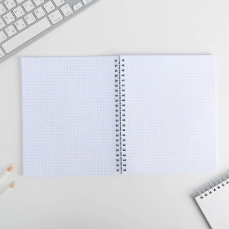 A notebook in a cage, 96 sheets A5 on a spiral, “September 1: Love Mint”, cover coated cardboard 215 gr., 80 gr., White is 96%-1