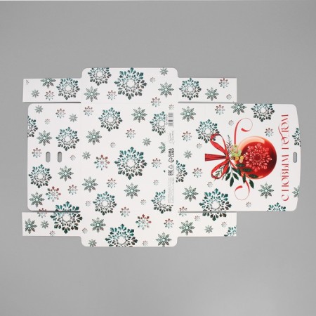 Gift box "Snowflakes", 20 x 18 x 5 cm, without tape, new year-5