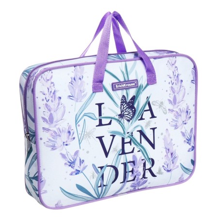 Folder with A4+handles, 360 x 290 x 70 mm, textile, Erichkrause Lavender 56973-1