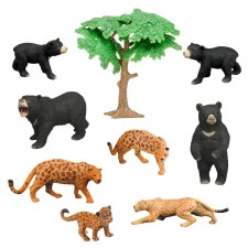 A set of figures “The World of Wild Animals: the Family of the Himalayan Bears and the Jaguars Family”, 9 items