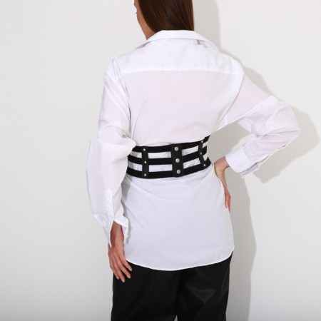Corset on buckles, height 10 cm, black color-1