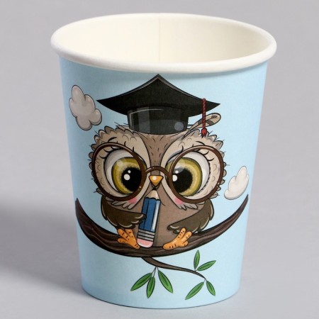 Paper glasses "owl", 6 pcs