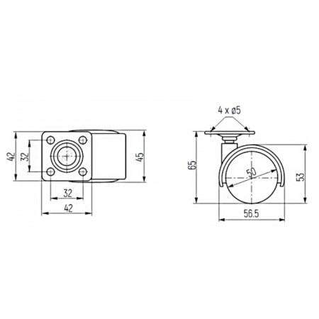 Furniture wheel, d = 50 mm, on the site, without brake-1
