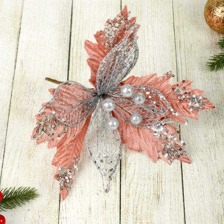 Decor "Winter Flower" Sprinking, 24x12 cm, cream