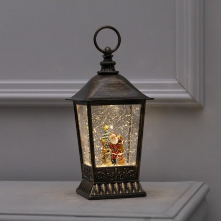 LED figure "Lantern with Santa Claus" 12 × 24 × 12 cm, plastic, AAX3 batteries (not in the kit), USB, glow warm white