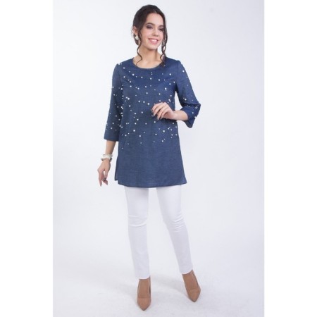 Female blouse, size 42, blue color-1