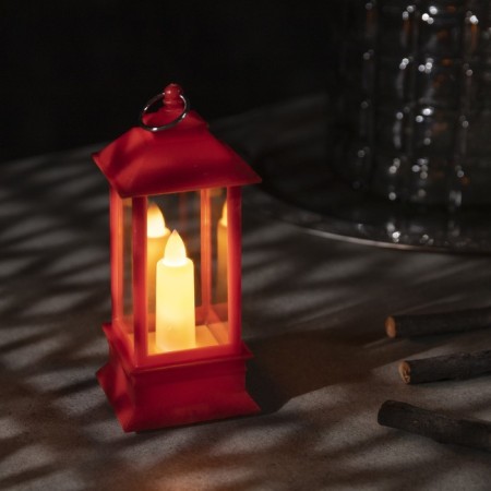 LED figure "Red Lantern with a candle" 5.5 × 13 × 5.5 cm, plastic, batteries AG13x3, glow warm white