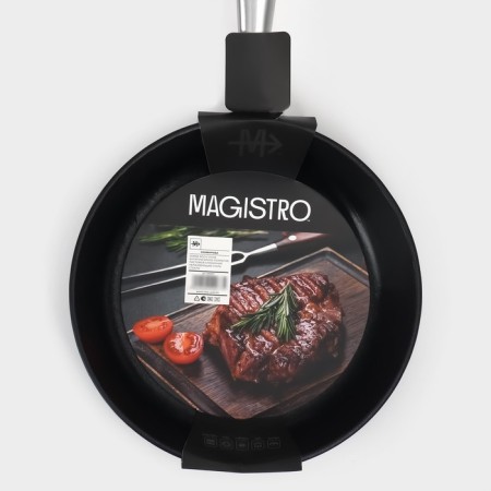 Pan Magistro Rock Stone, D = 22 cm, h = 4.3 cm, anti -stick coating, induction, black color-9