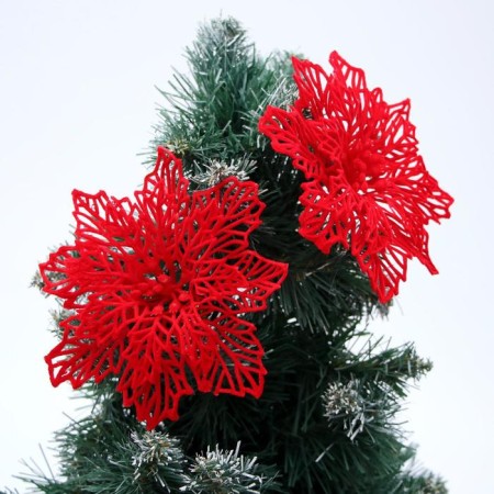 Jewelry decoration "Carved flower" (set 2 pcs) 8.5 cm, red-2