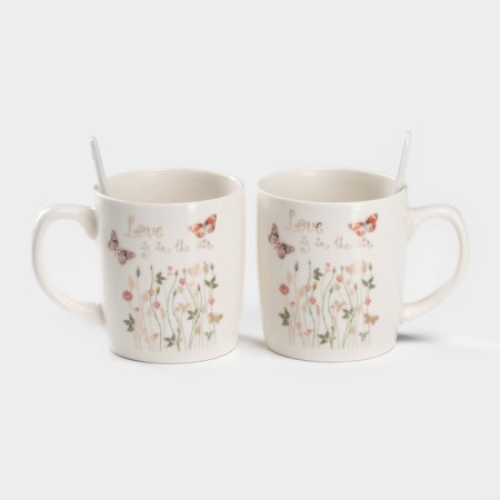 A set of ceramic mugs with spoons "Spring", 2 items: 200 ml, Mix drawing-4