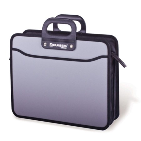 Plastic portfolio A4 BRAUBERG "Prime Minister", 390 x 315 x 120 mm, 3 compartments, on lightning, gray-3