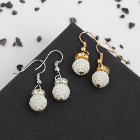 Earrings with pearls "ball", color mix