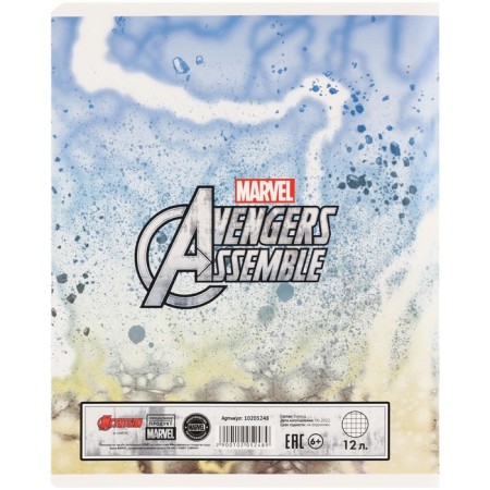 Notebook in a cage of 12 sheets, 5 types of mix, cover coated cardboard, avengers-9