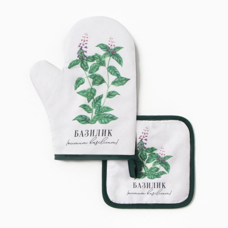 Kitchen "basil" mittens-output 20x27cm, severity 17x17cm 100% p/e