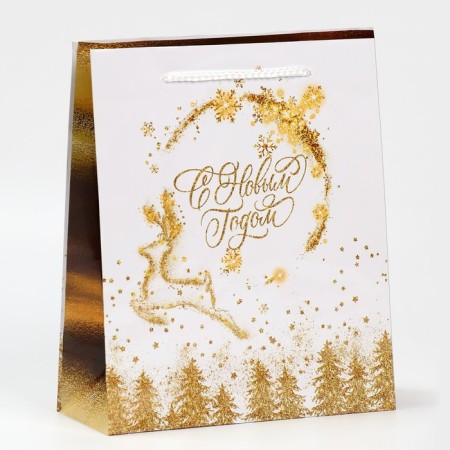 Laminated vertical "Golden Blizzard", ML 21 x 25 x 8 cm, New Year-2