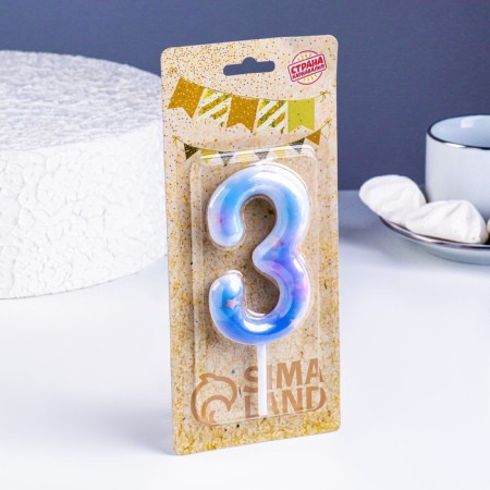 Candle in the cake on the spray "Zvezdopad", number 3, 9 cm, giant-1