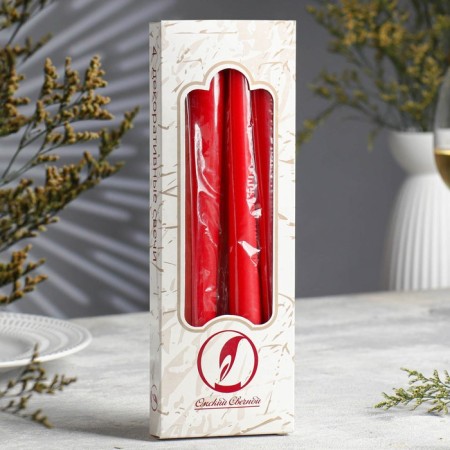 A set of antique candles, 2.3x 24.5 cm, 5 hours, 55 g, 4 pieces, red-1