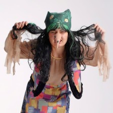 Carnival set of women Yaga: a scarf with owls, a wig, nose
