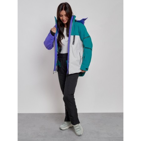 Ski jacket female winter, size 42, dark green color-8