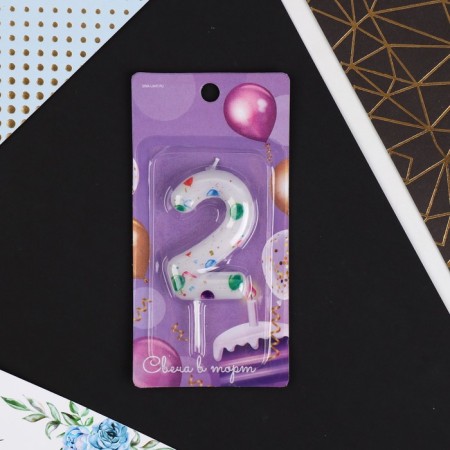 Candle for the cake, number "2", with balls, 5.5 x 8 cm.-4