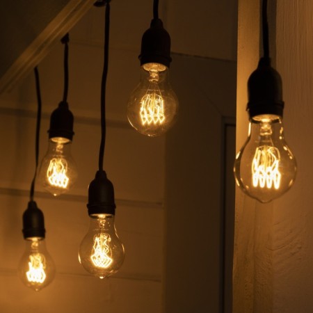 Girland "Retro BelT-LIT" with overhangs 10 and 20 cm, 10 m, IP54, UMS, 2W, dark thread, step 50 cm, E27 (without lamps), 220 V