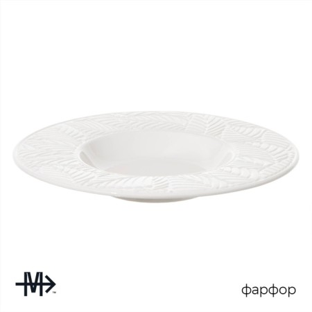 Porcelain plate for paste "Crotone", D = 25.4 cm, white color-1