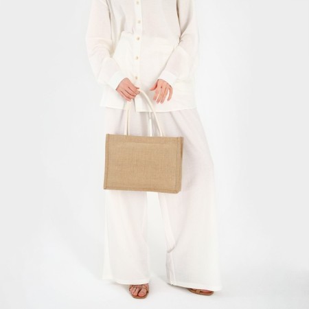 Bag Women's beach without fasteners, beige color-4