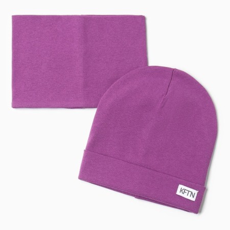 Children's cap KAFTAN with snood, rr 54-58, purple