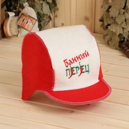 Set for a bath: a hat and a rug "Bann pepper" red-2